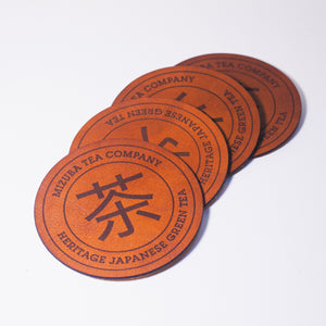 Four pack of Mizuba Tea Co. leather coasters