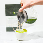 Organic Fukamushicha Asatsuyu being poured into cup - Mizuba Tea Co.