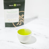 Organic Fukamushicha Asatsuyu in a cup - Mizuba Tea Co.