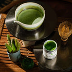 Shirakawa Matcha by Mizuba Tea Co. featured next to a spouted ceramic chawan bowl