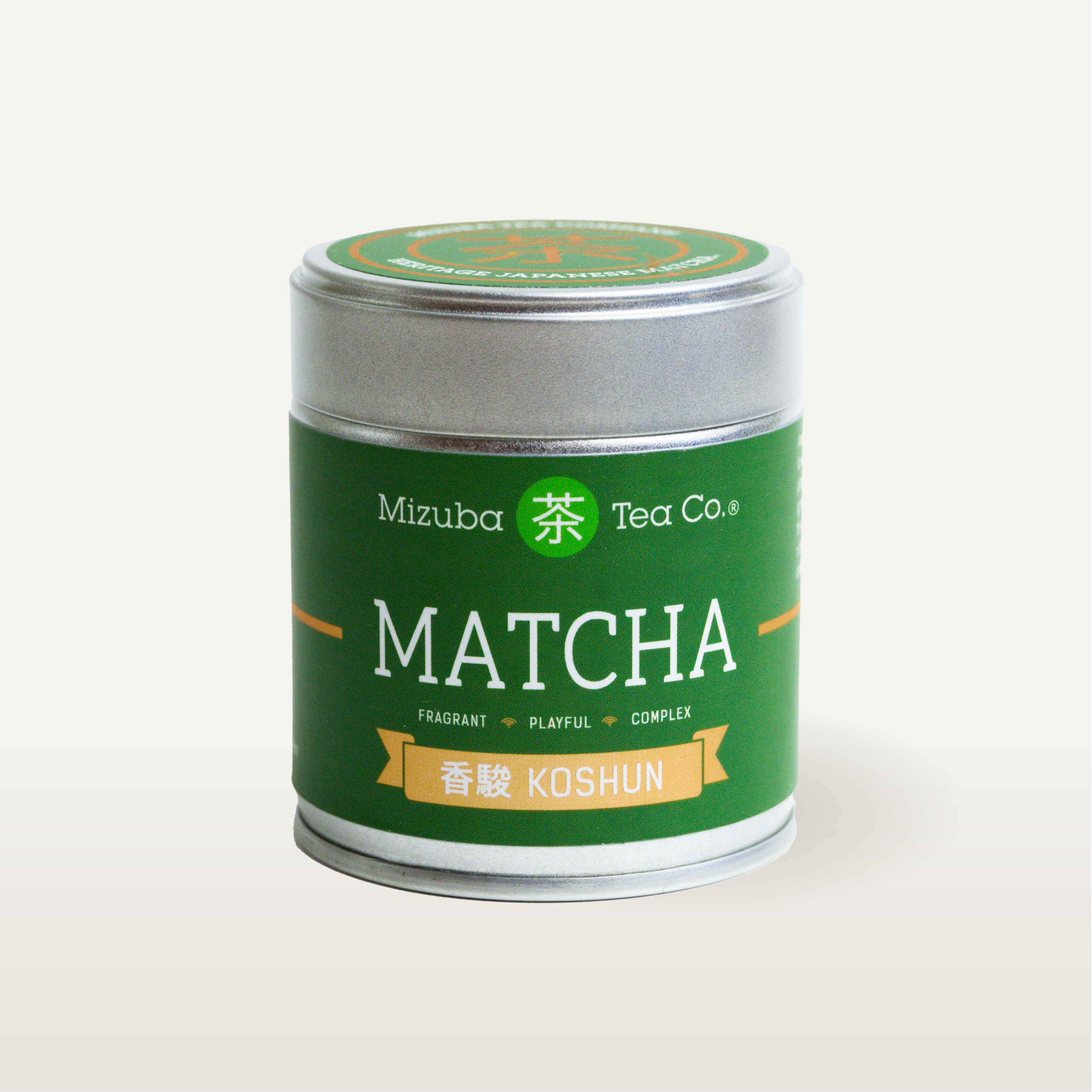 Matcha Green Tea Koshun Tin on white background