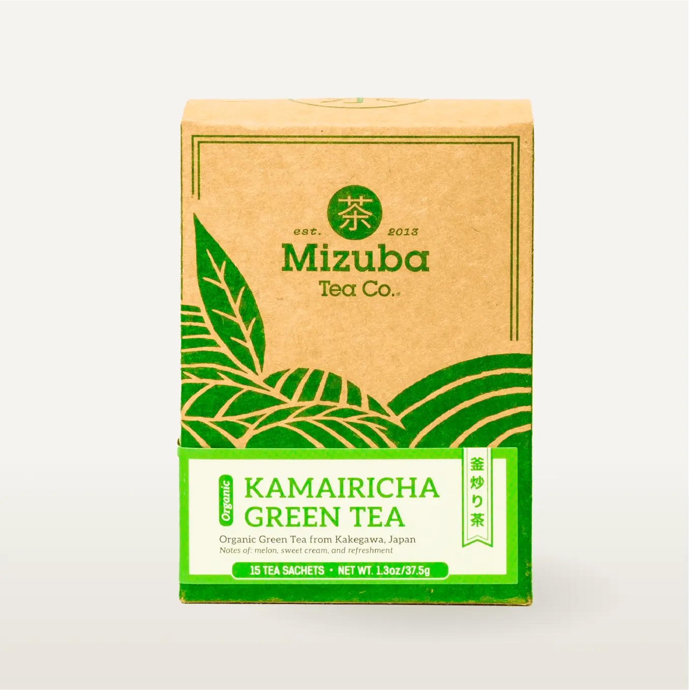 Japanese Green Tea Bags by Mizuba Tea Company. 15 Count Kamairicha Green.