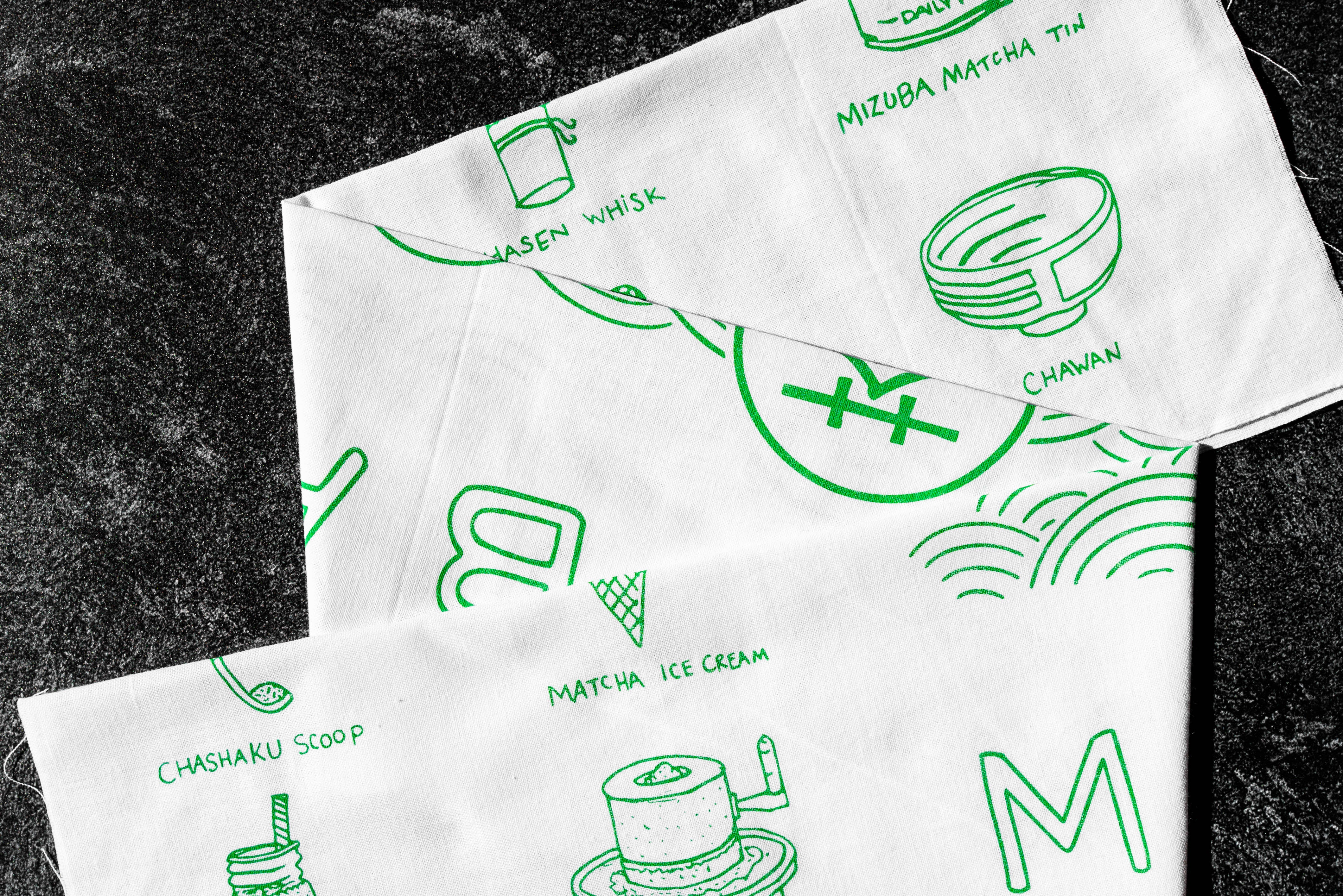 Hand-printed Japanese Tenugui Tea Towel by Mizuba Tea Co.