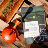 Classic red Japanese teapot with Genmaicha Green Tea