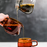 KINTO tea collection with tea pot, sepia pitcher, and glass tea cup - photo by Mizuba Tea Co.