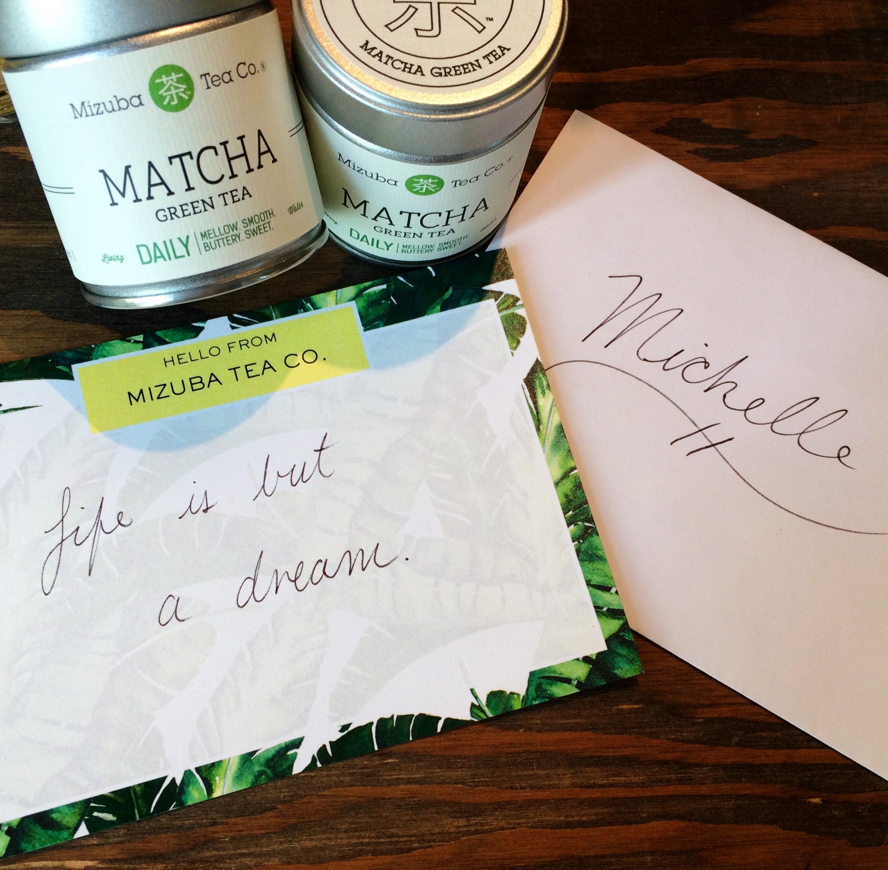 Personalized, handwritten gift note for sets, or all Japanese organic ceremonial matcha green tea moments. Send in the mail!