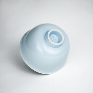 Handmade Ceramic Ice Blue Winter Chawan Matcha Green Tea Bowl. Made in Japan