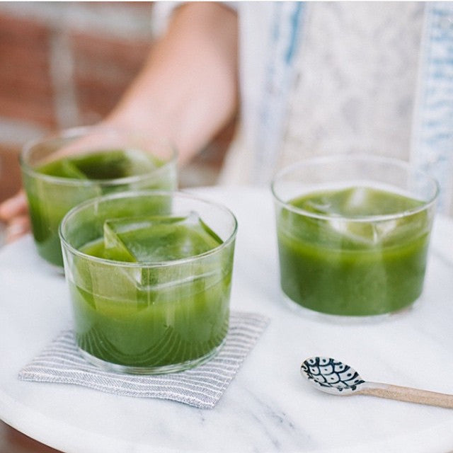 Iced Matcha Green Tea in Three Glasses
