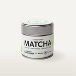 Mizuba Matcha collaboration with Oh, How Civilized tea canister on a white background. 
