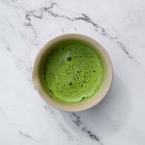 Frothy matcha freshly whisked in a Nankei Ceramic bowl