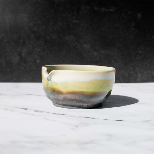 Handmade spouted Japanese matcha chawan bowl