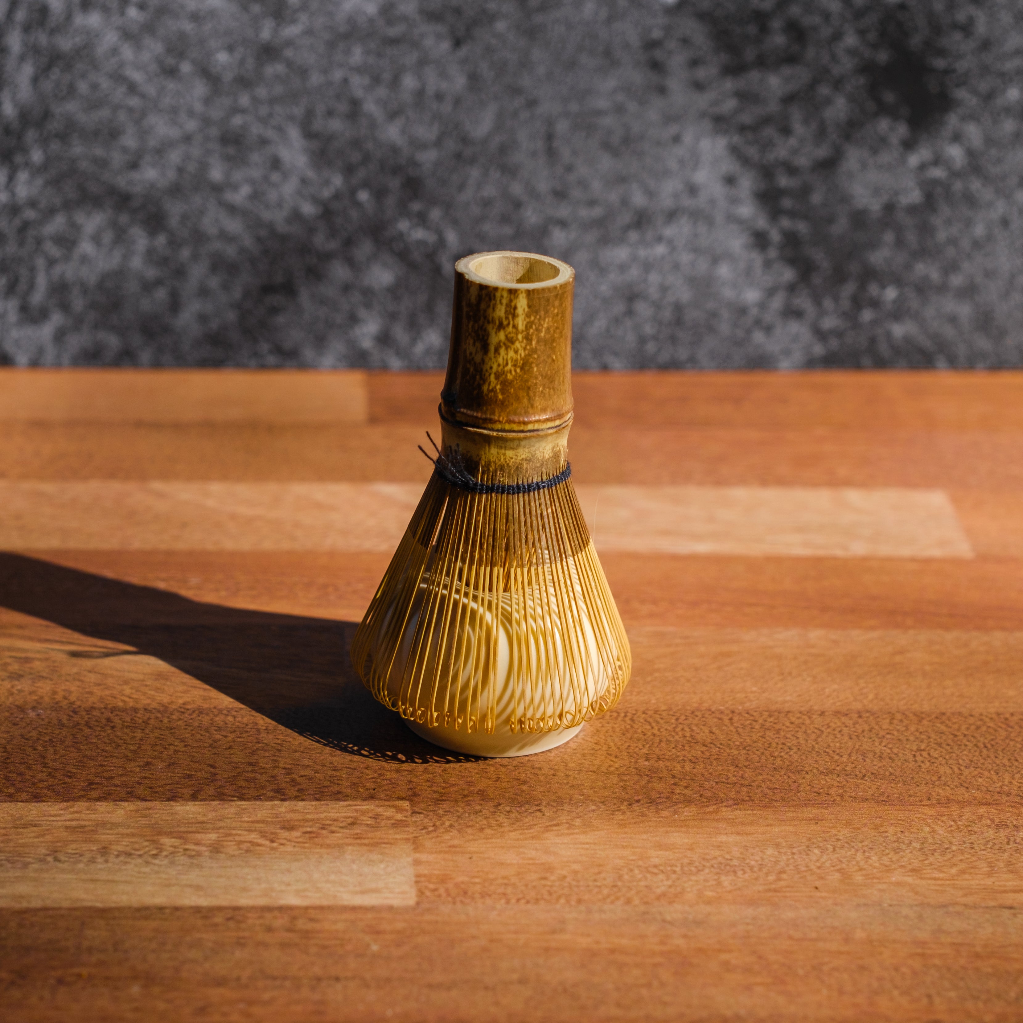 Dark wood bamboo matcha whisk by Mizuba Tea Co