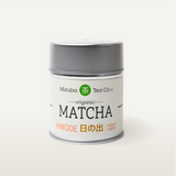 Mizuba Tea Co. organic Hinode matcha tin on a white background