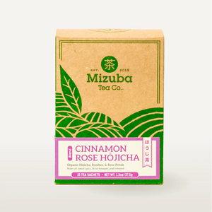 Mizuba Tea Company Cinnamon Rose Hojicha Tea Bag Plant Based Sachets – 15 count