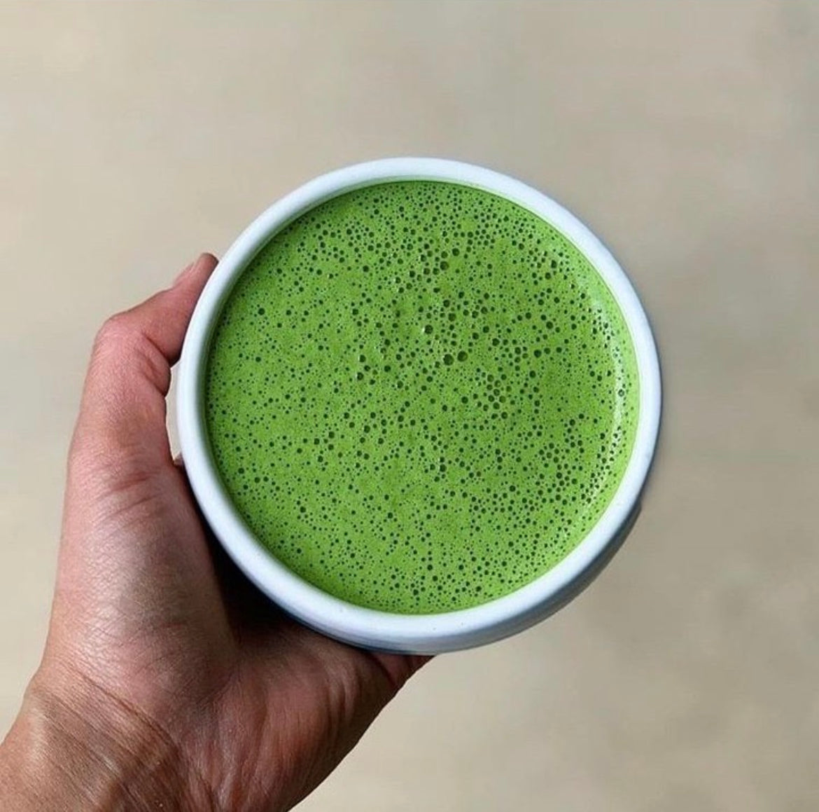Bowl of frothed Mizuba matcha