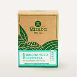 Mizuba Tea Co. Sencha Yuzu Green Tea sachet box on a white background