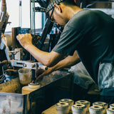 A potter working in his studio in Japan