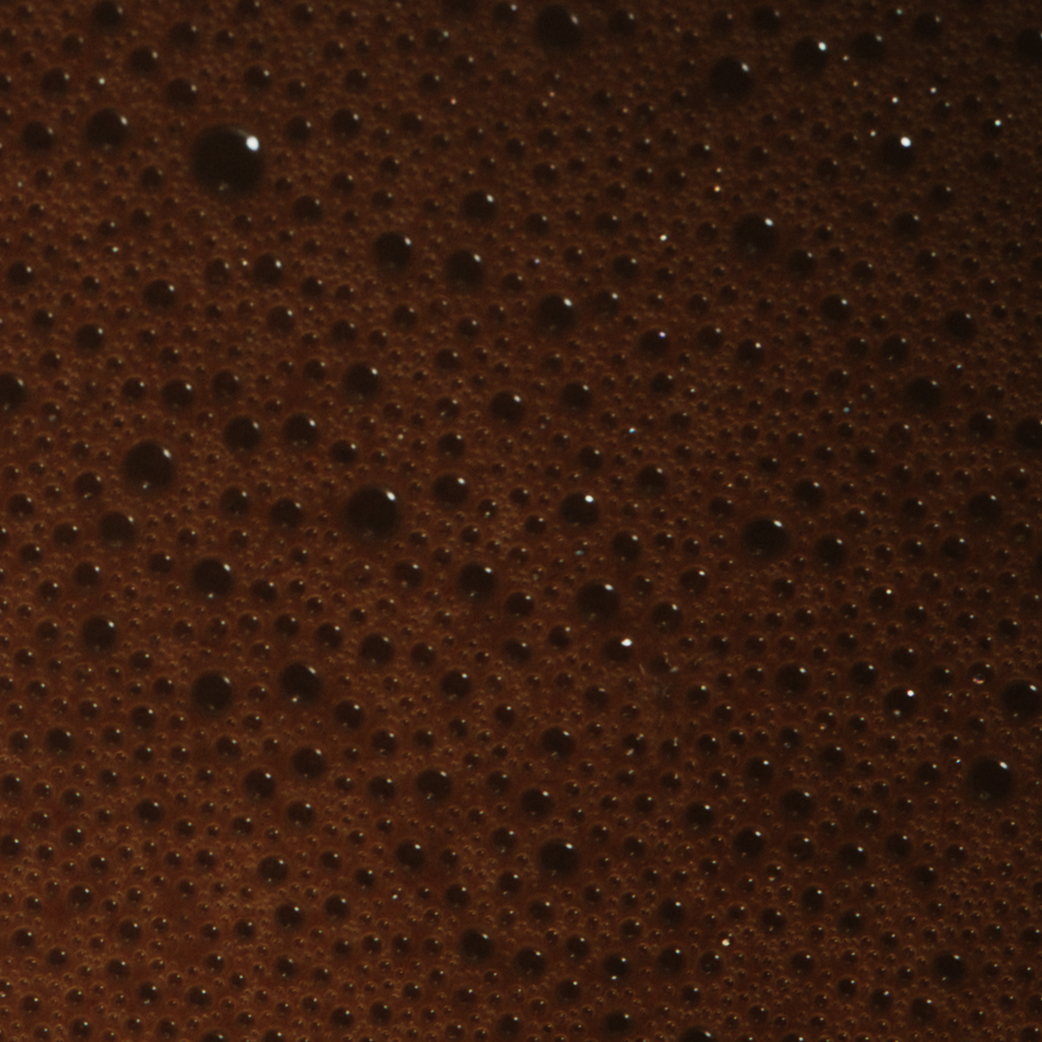 Close up of frothed Japanese hojicha tea powder 