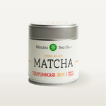 A tin of single-cultivar, first harvest Tsuyuhikari Japanese matcha green tea
