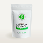 Mizuba First Harvest Yame Matcha Green Tea from Japan in a white stand bag.