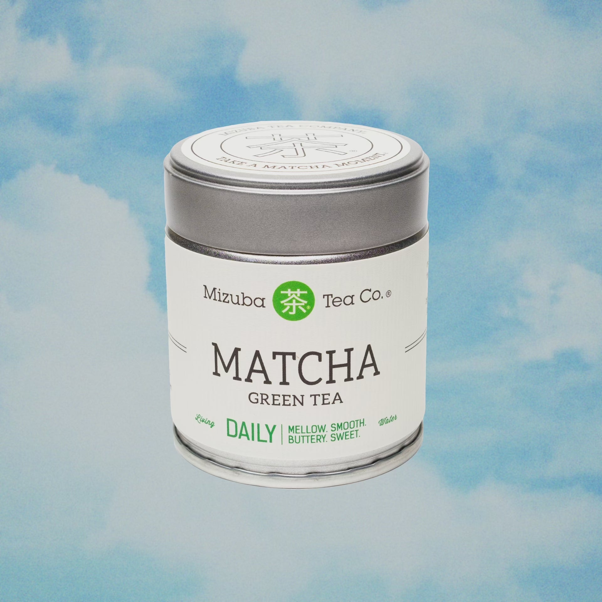 A tin of Mizuba Matcha's Daily Green Tea