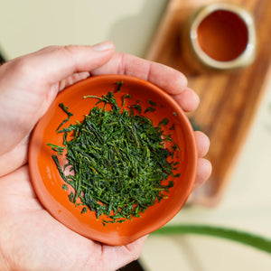 Organic Japanese tea in a shiboridashi