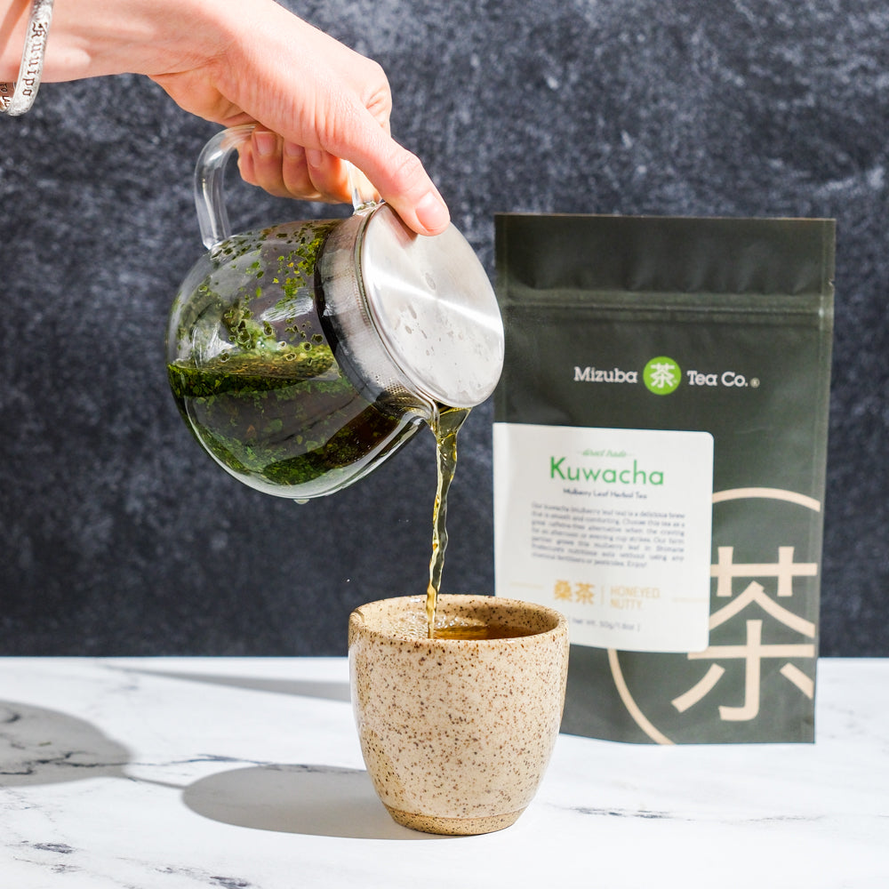 Kuwacha mulberry loose leaf Japanese tea by Mizuba Tea Co.