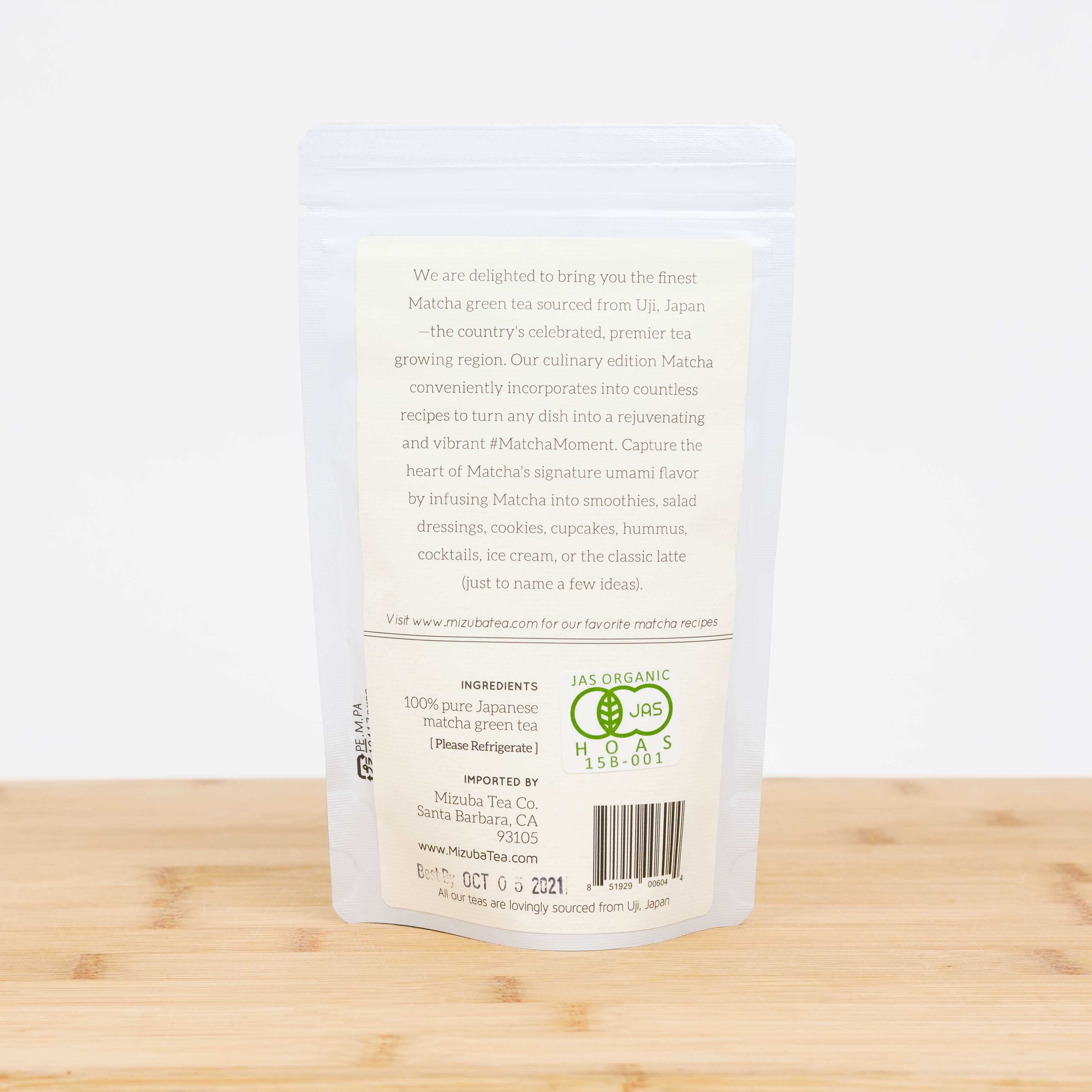 100g Culinary Organic Matcha Green Tea by Mizuba Tea Co.