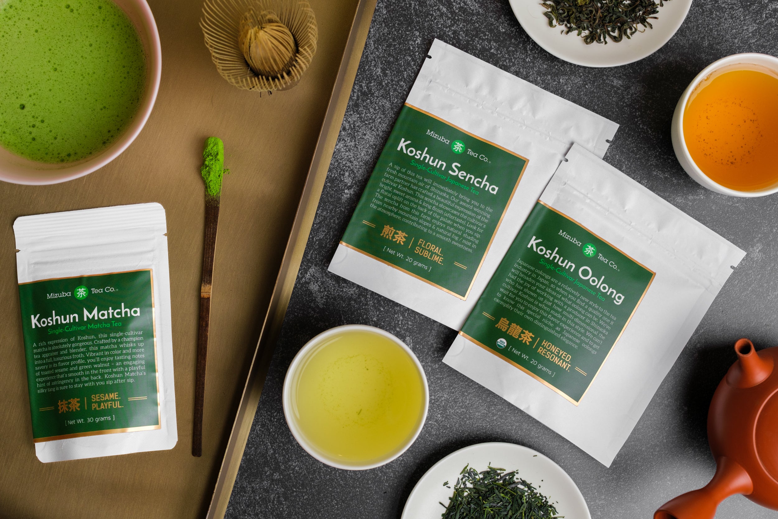 Try a signle cultivar tea as matcha, sencha, and oolong by Mizuba Tea Company