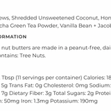 Matcha Latte Nut Butter Nutrition Information