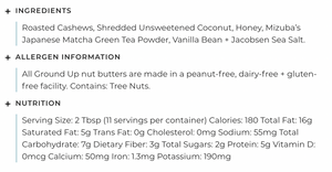 Matcha Latte Nut Butter Nutrition Information